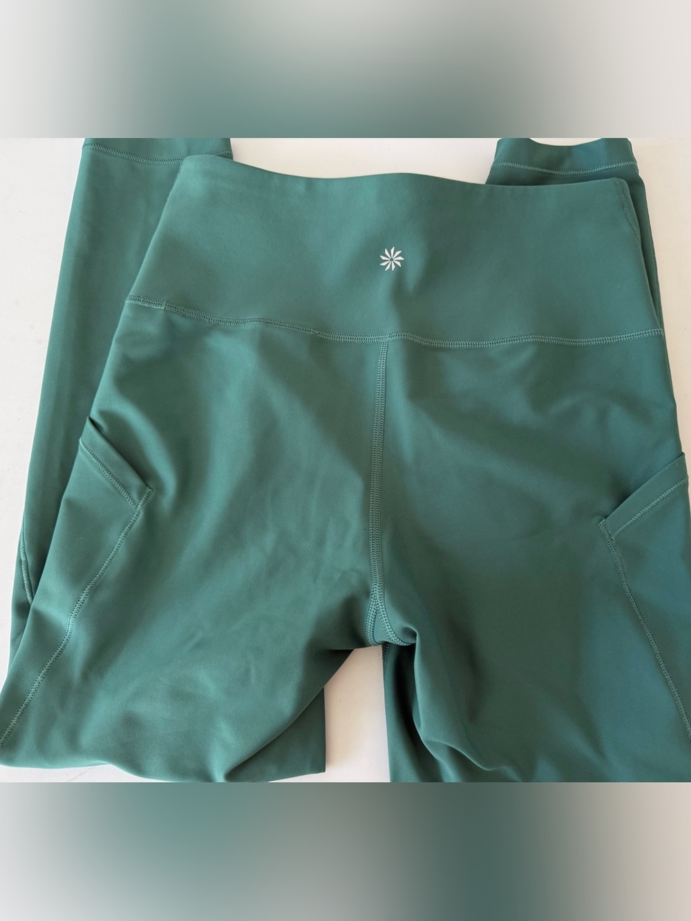 Athleta Forest Green High-Waist Leggings with Side Pockets